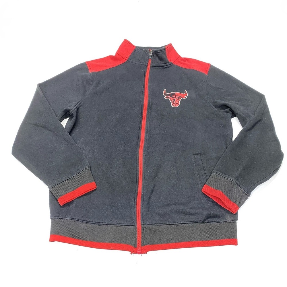 NBA Chicago Bulls Basketball Black Red Full Zip Jacket Size Medium